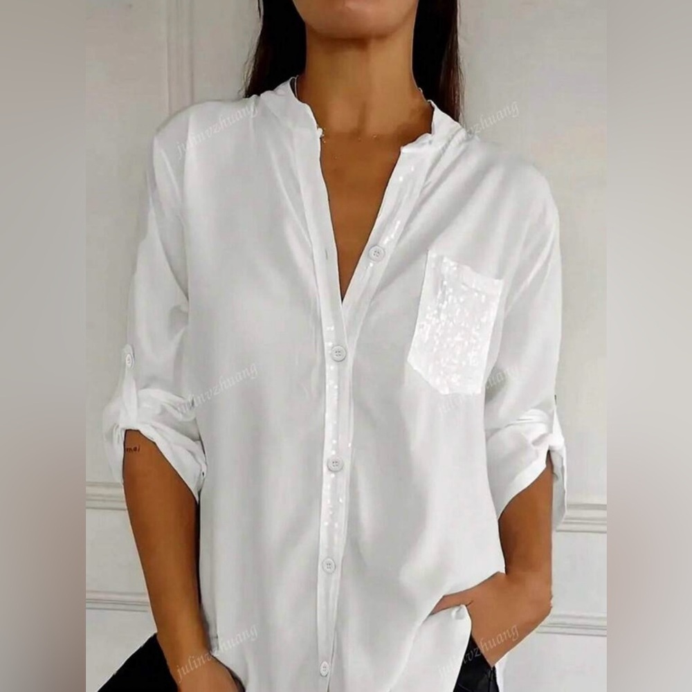 White Button-Up Women's Top